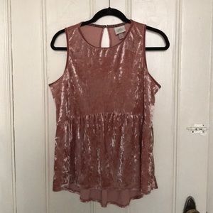 Knox Rose Pink Crushed Velvet sleeveless Top sz L